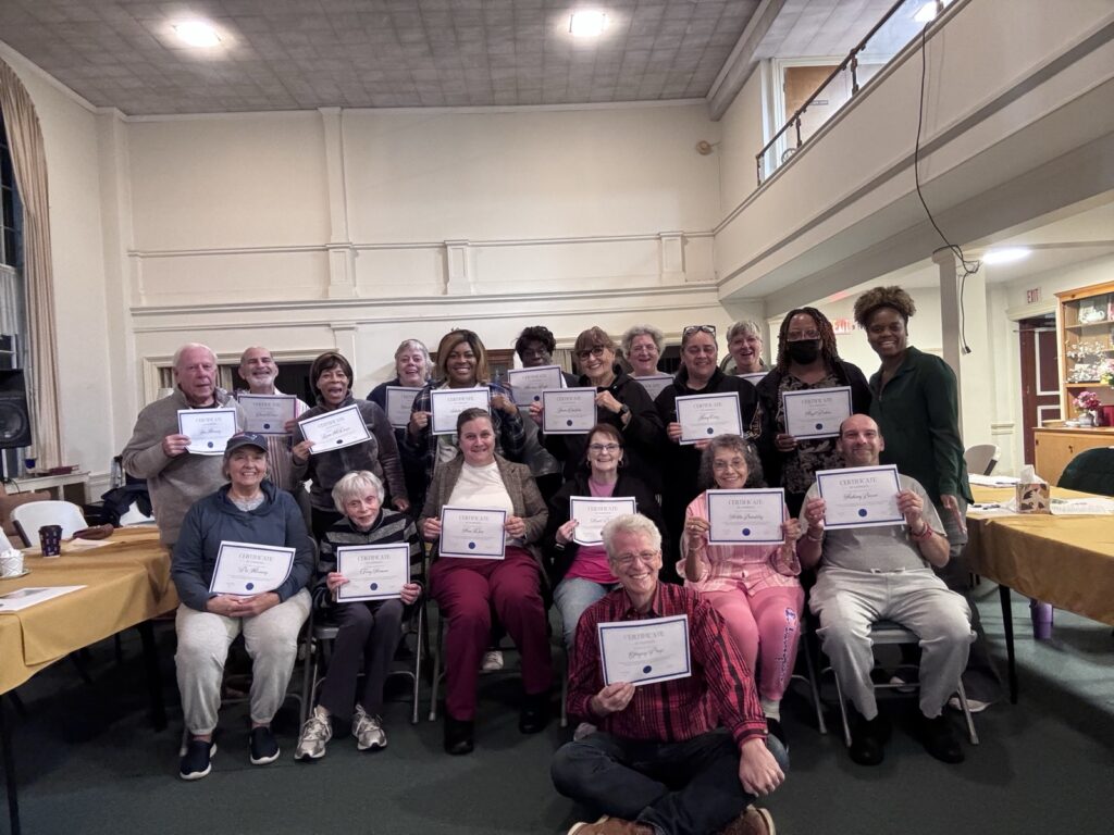 Members of the First Congregational Church community gathered together